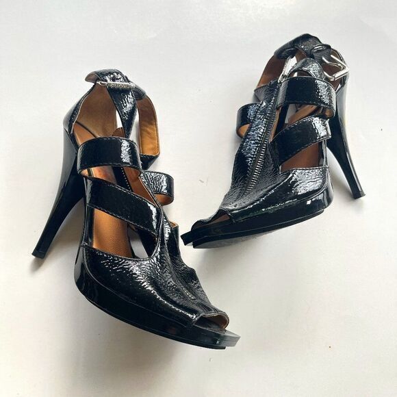 KORS by Michael Kors Black Patent heels Womens Size 8M Platform Shoes‎ Sandals - Picture 1 of 9